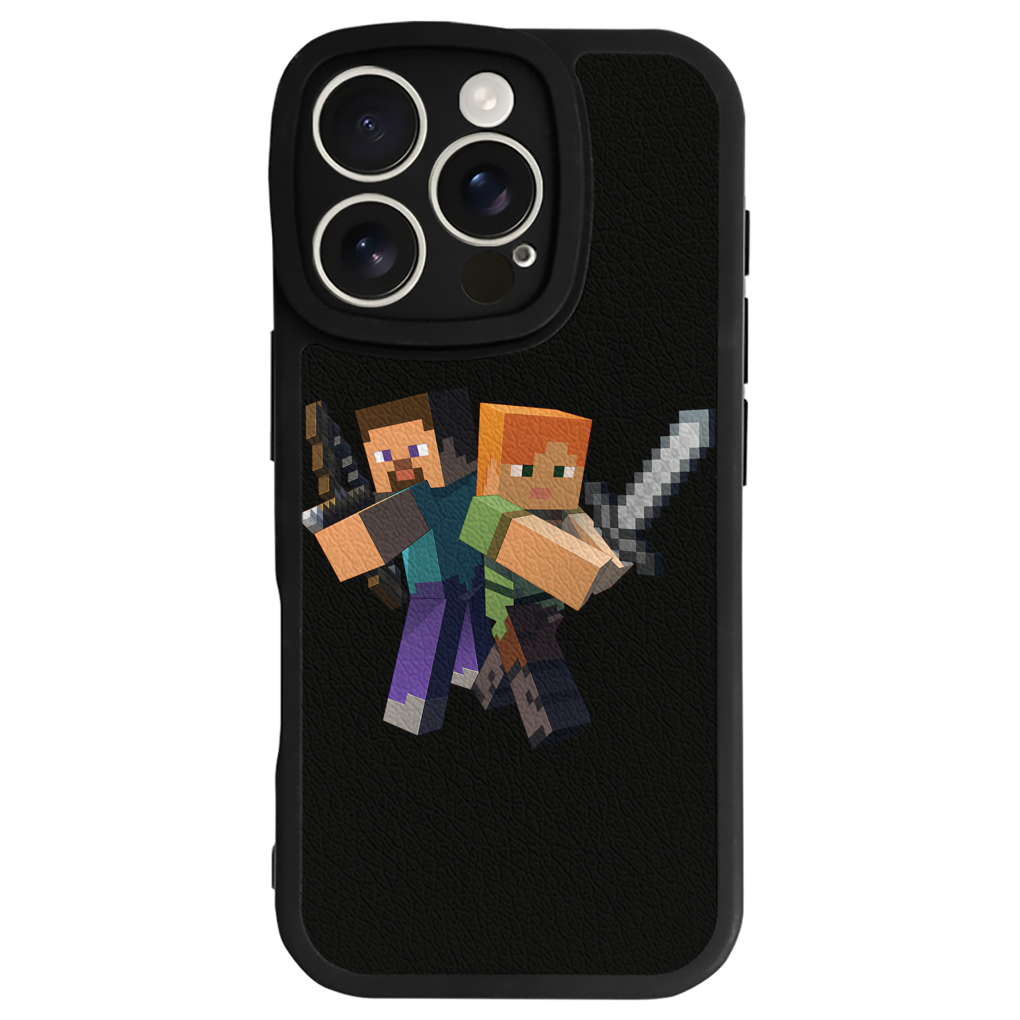（画像用） マインクラフト ブロックの世界 Minecraft MC Block world 【iPhone 16シリーズ対応】シリコンスマホケース（レザー調） 材質：シリコン